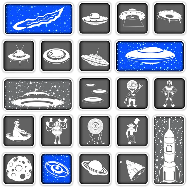Space squared icons — Stock Vector