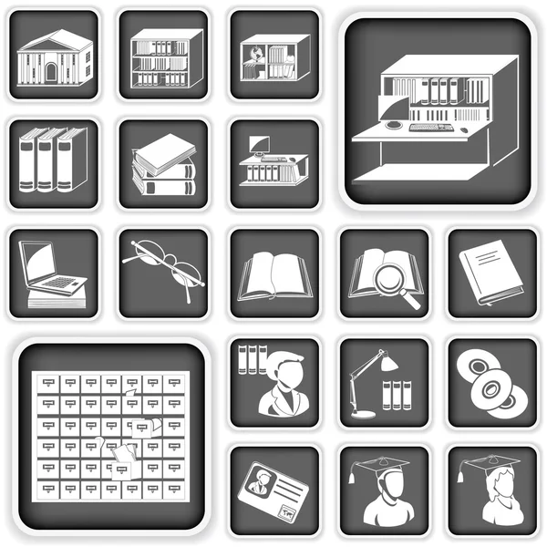 Bibliotheek knoppen set — Stockvector