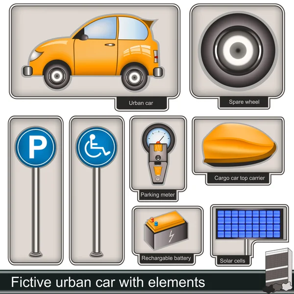 Fictive urban car with elements — Stock Vector