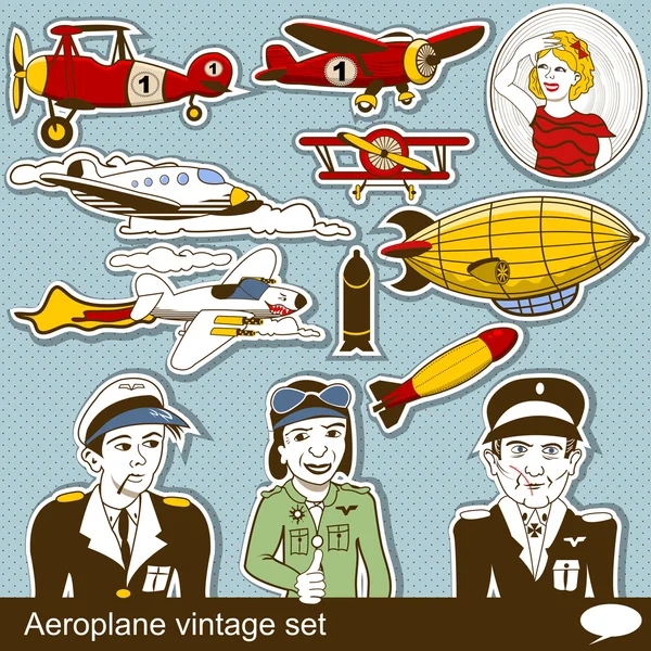 Aeropalane vintage set — Stock Vector