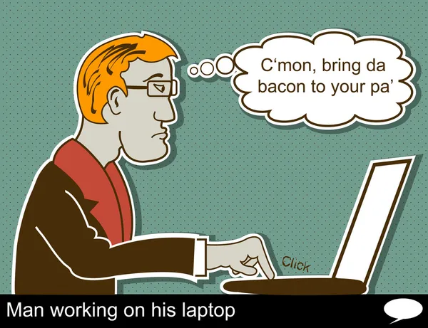 Άνθρωπος εργάζεται σε φορητό υπολογιστή — Διανυσματικό Αρχείο