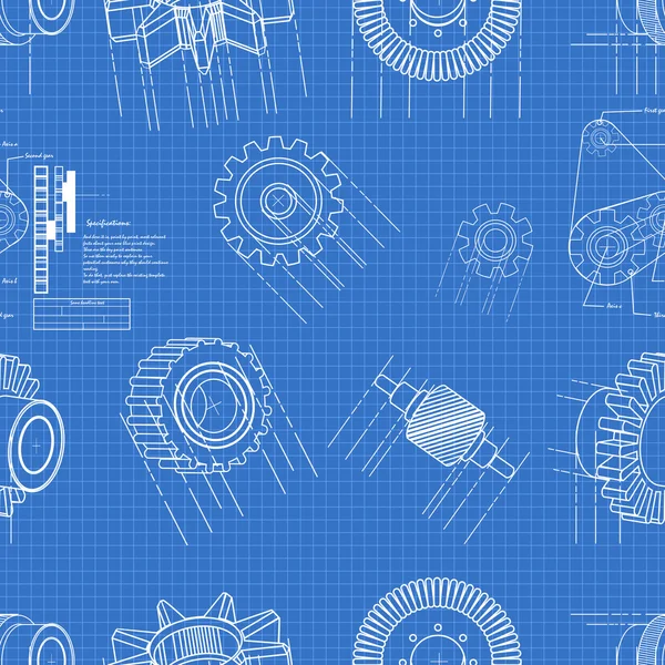 Blueprint gears seamless — Stock Vector