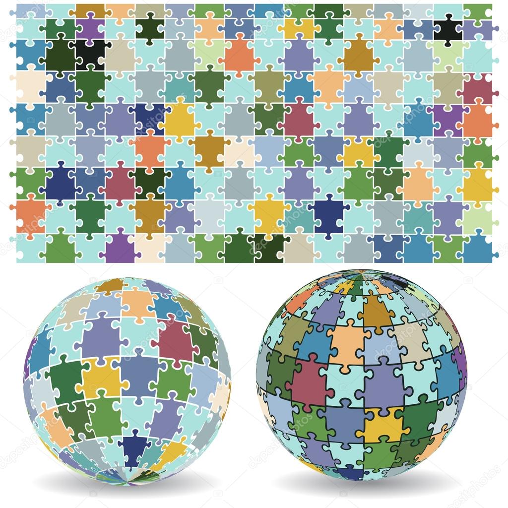Spherical puzzles with pattern