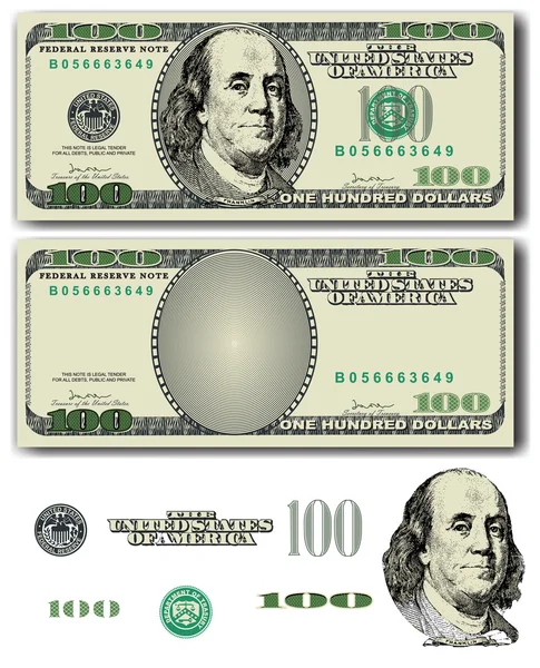 Vector 100 Dollar bill Royaltyfria illustrationer