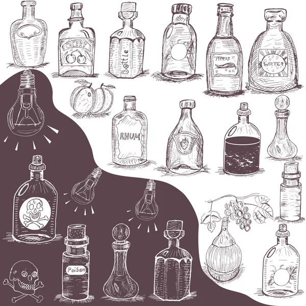 Ručně tažené lahví — Stockový vektor
