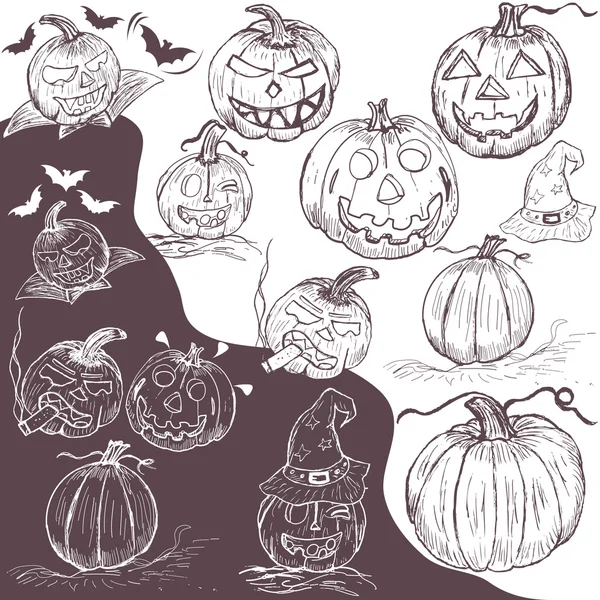 Hand drawn pumpkins — Stock Vector