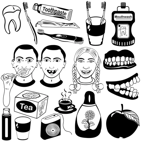 Conjunto de cuidado dental — Vector de stock