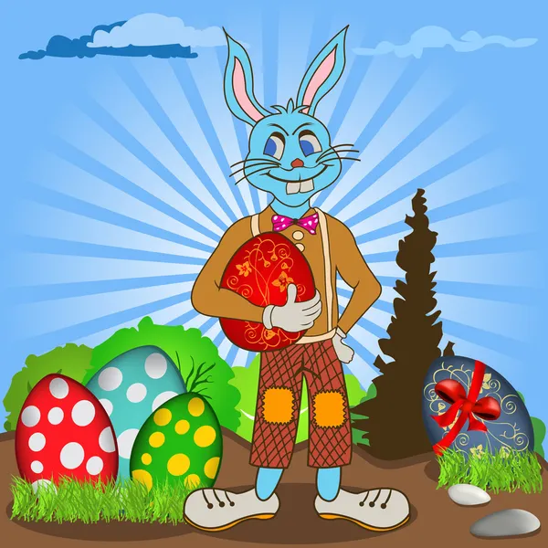 Easter bunny with eggs — Stock Vector