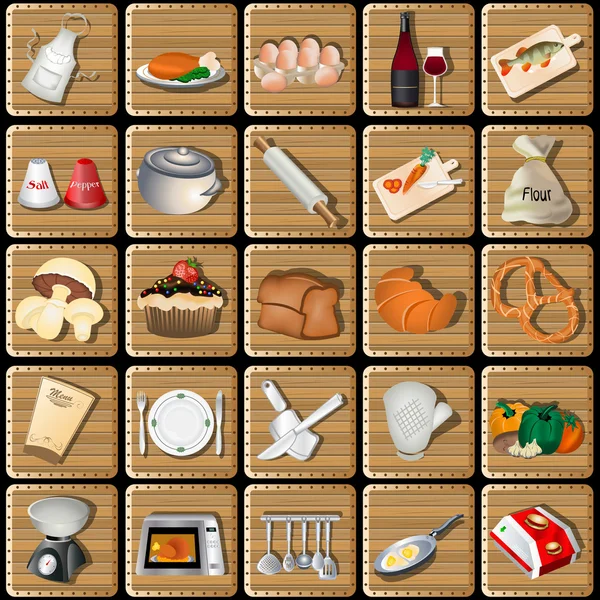 Icônes de cuisson au carré — Image vectorielle