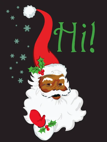 Black Santa Claus Face Funny Hat Say — стоковий вектор