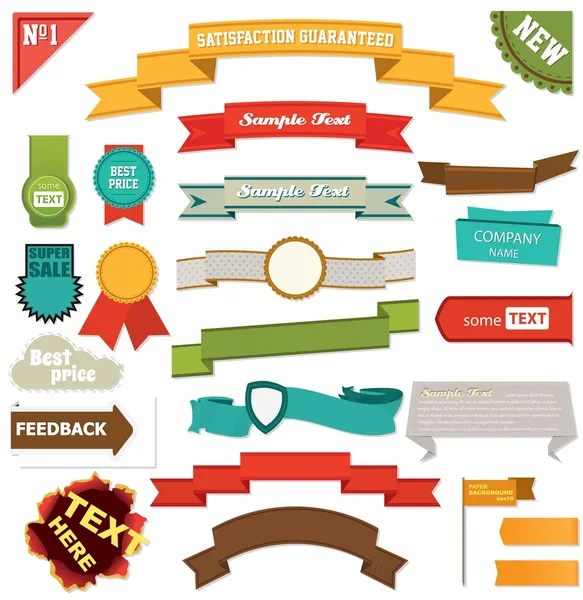 Set of retro ribbons and labels — Stock Vector