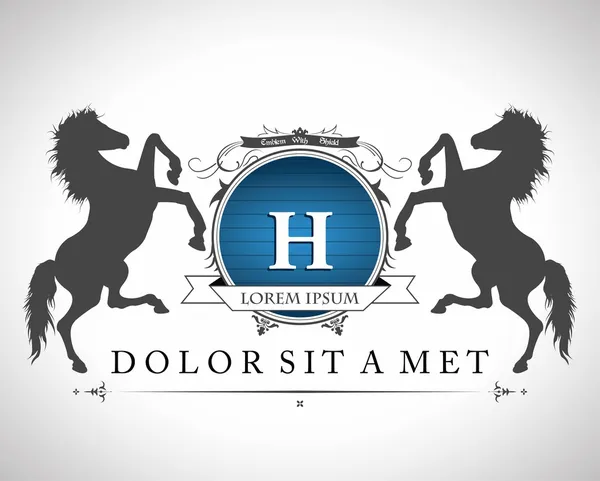 Emblema vintage com cavalos com um lugar para o seu texto Vetor De Stock