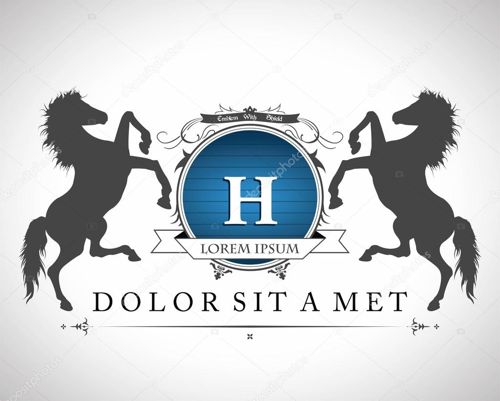 Vintage emblem with horses with a place for Your text