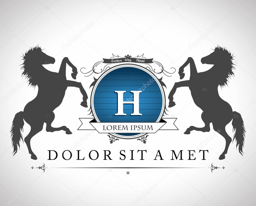 Vintage emblem with horses with a place for Your text