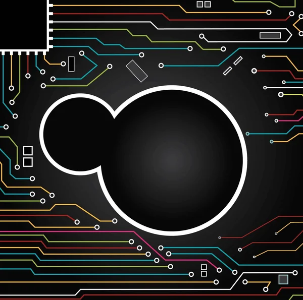 Fondo colorido de la placa de circuito con espacio para su texto — Archivo Imágenes Vectoriales