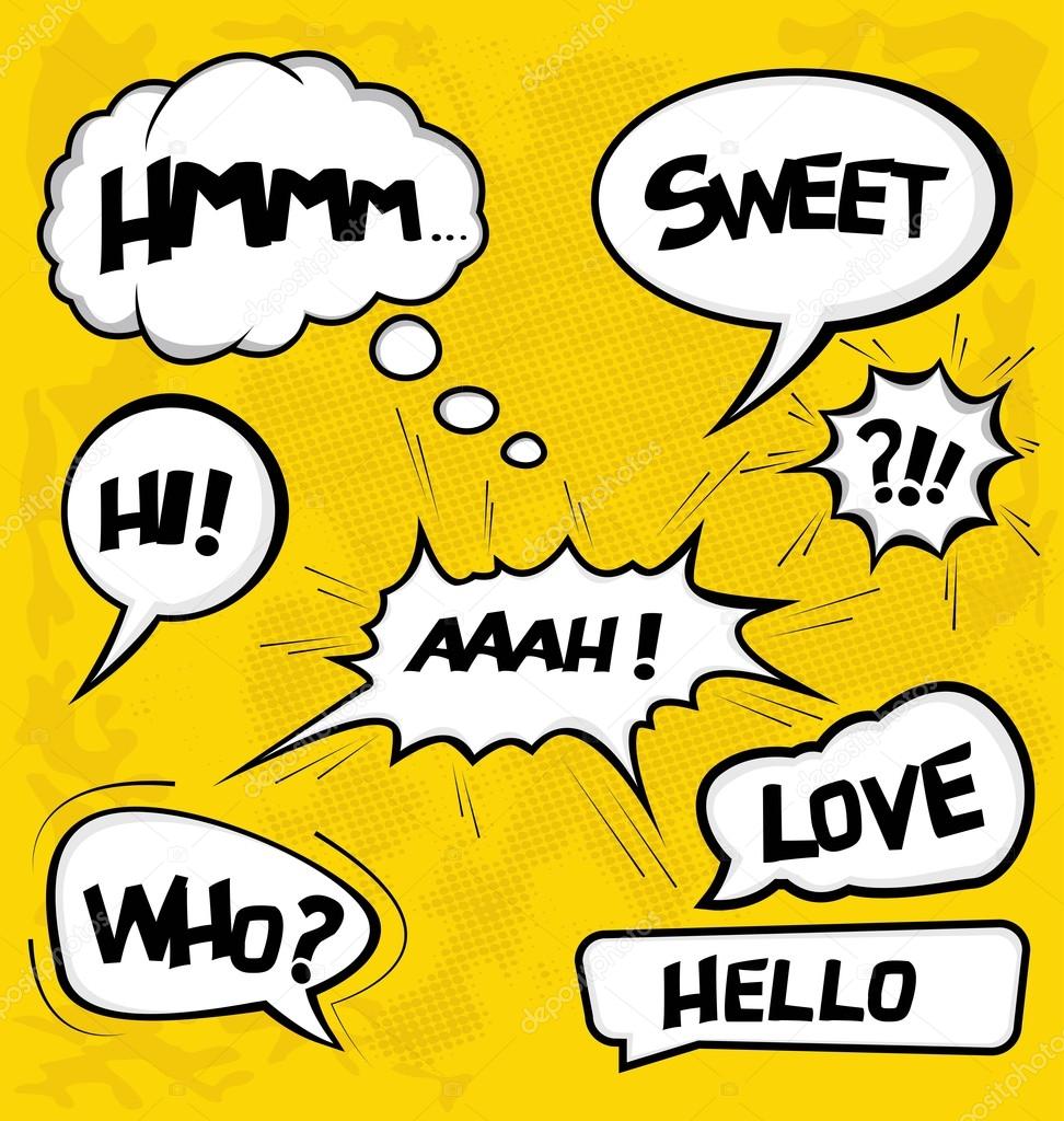 A collection of comic style speech bubbles