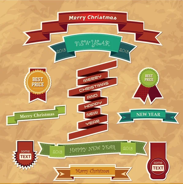 11 クリスマス リボンのセット — ストックベクタ