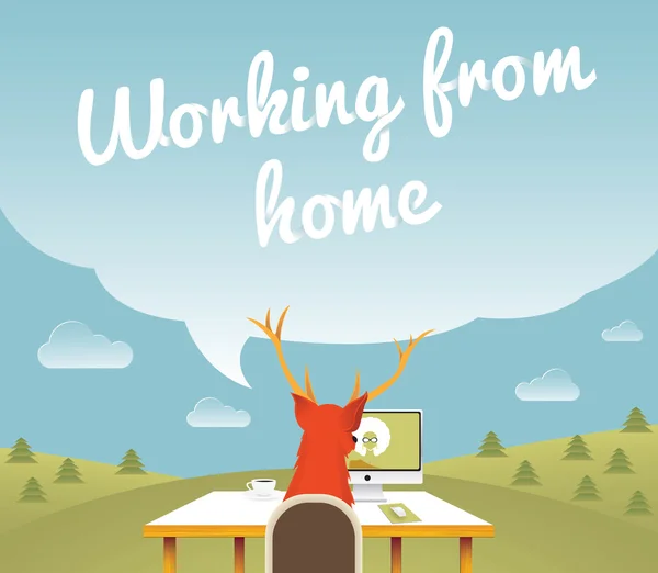 Trabalhando em casa, Freelancer, ilustração vetorial —  Vetores de Stock