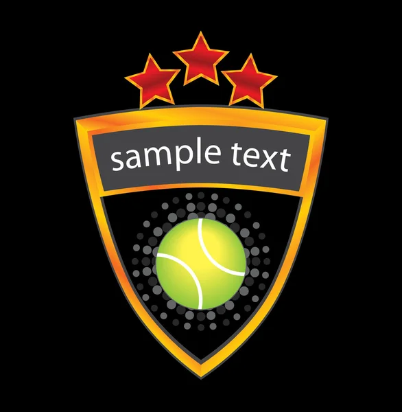 Balle de tennis sur bouclier doré brillant — Image vectorielle