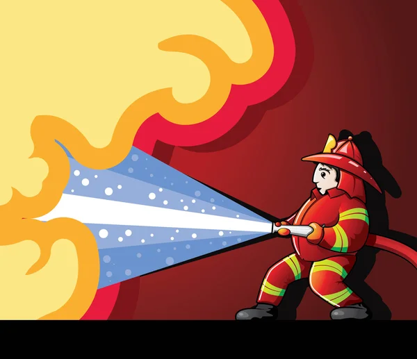 Itfaiyeci yangınla mücadele — Stok Vektör