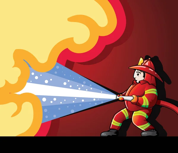 Bombero luchando contra el fuego — Vector de stock