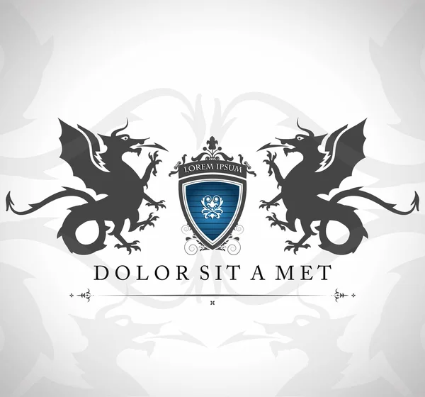 Emblema vintage com dragões — Vetor de Stock
