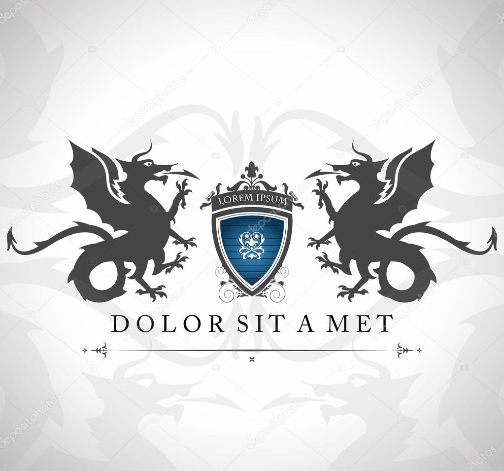 Vintage emblem with dragons