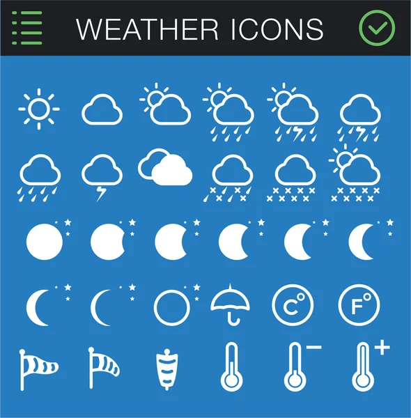 Набор погодных икон - 30 икон — стоковый вектор