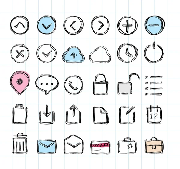 Doodle hand-draw icon set — Stock Vector