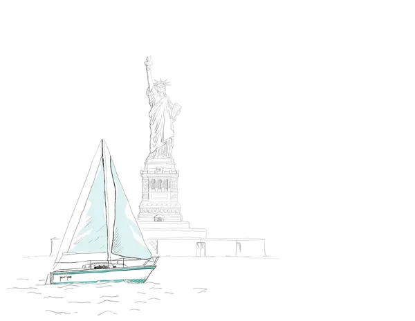 Standbeeld van liberty, new york, Verenigde Staten — Stockvector