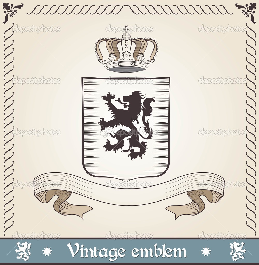 Vintage emblem with lion
