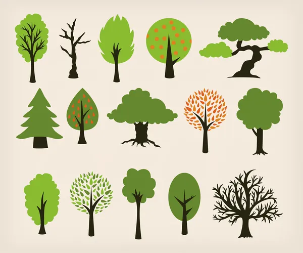 Cartoon bomen — Stockvector