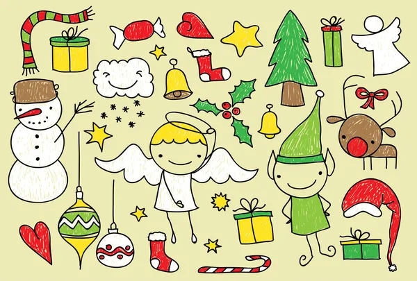 Çocuklar Noel doodle — Stok Vektör
