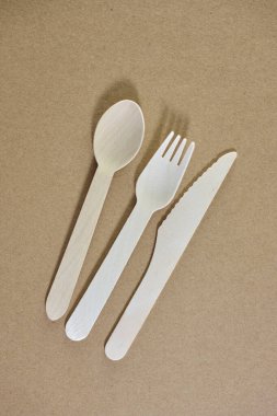 Ahşap çatal bıçakların stüdyo fotoğrafı.