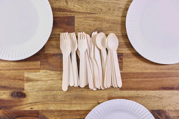 Una Foto Estudio Cubiertos Madera — Foto de Stock