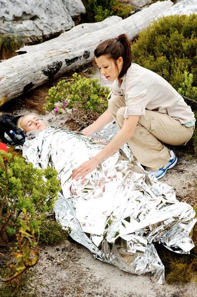 事故の傷害のハイキング — ストック写真