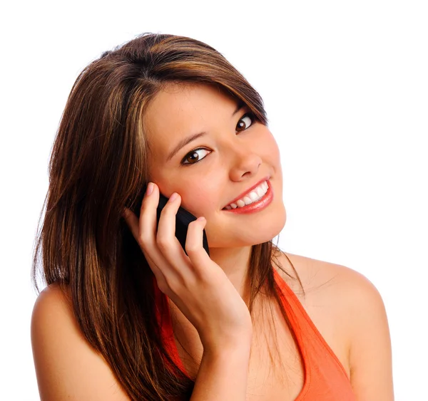 Posando menina do telefone celular — Fotografia de Stock