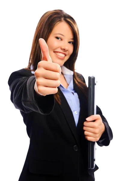 Businesswoman with thumbs up — Stock Photo, Image