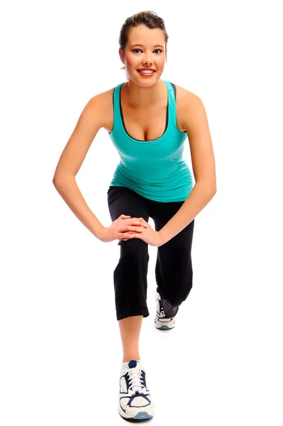 Adatto donna attraente stretching — Foto Stock