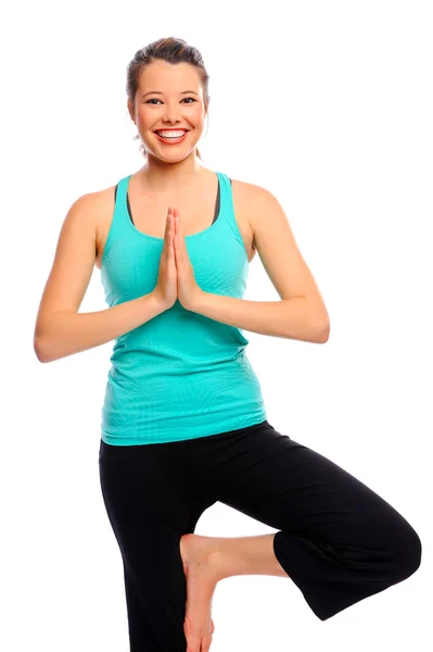 Atractiva joven haciendo yoga — Foto de Stock