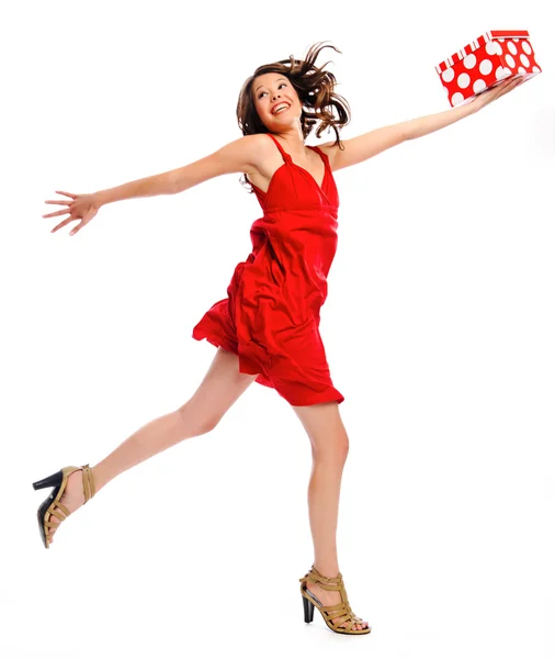 Attractive young woman jumping — Stock Photo, Image