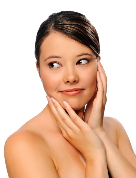 Young woman looking across her shoulder — Stock Photo, Image