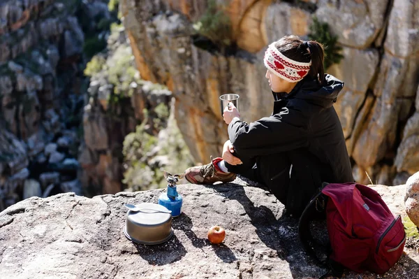 Relaxed hiking woman — Stock Photo, Image