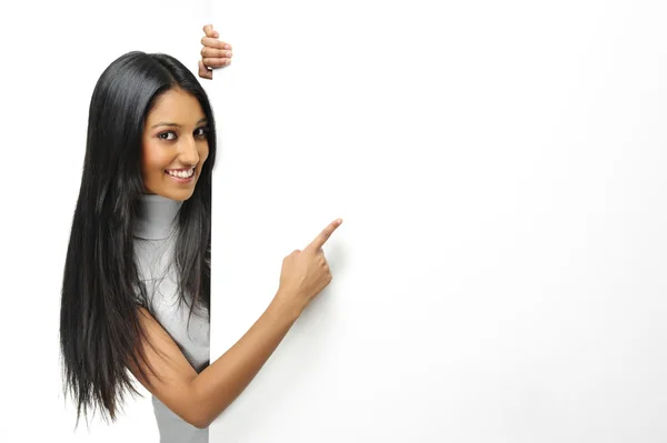 Indian girl presenting — Stock Photo, Image