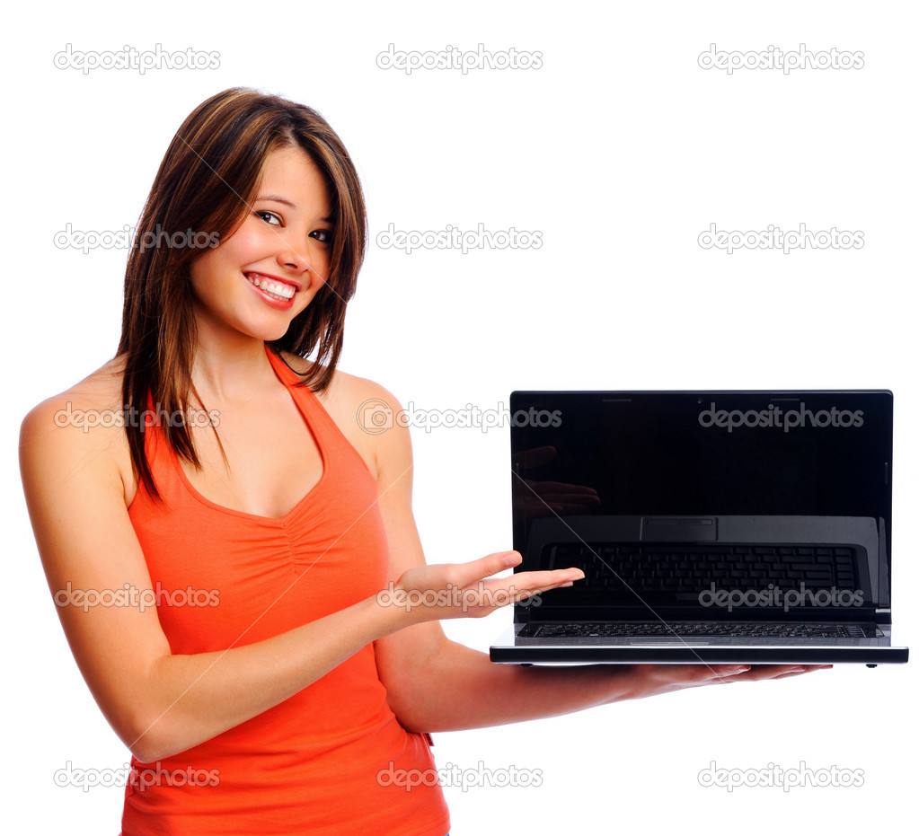 Laptop presentation woman