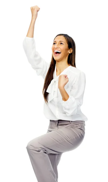 Celebración de mujer de negocios — Foto de Stock