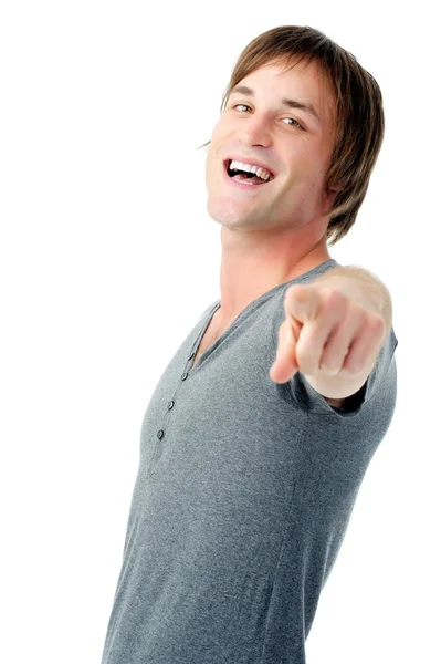 Happy pointing man — Stock Photo, Image