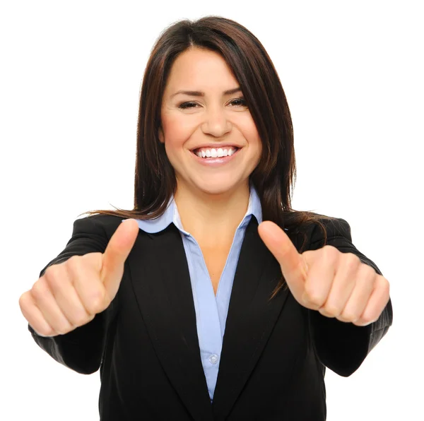 Business woman with thumbs up — Stock Photo, Image