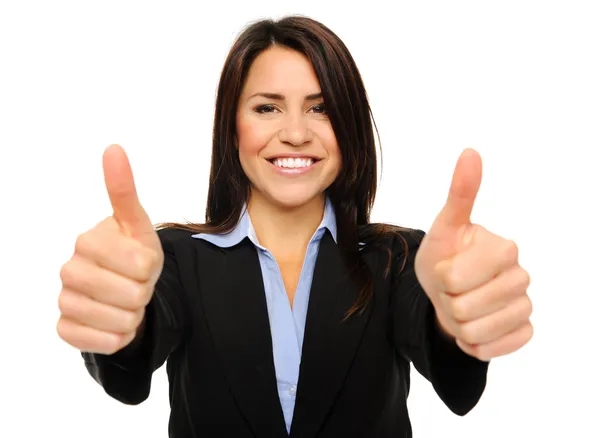 Business woman with thumbs up — Stock Photo, Image