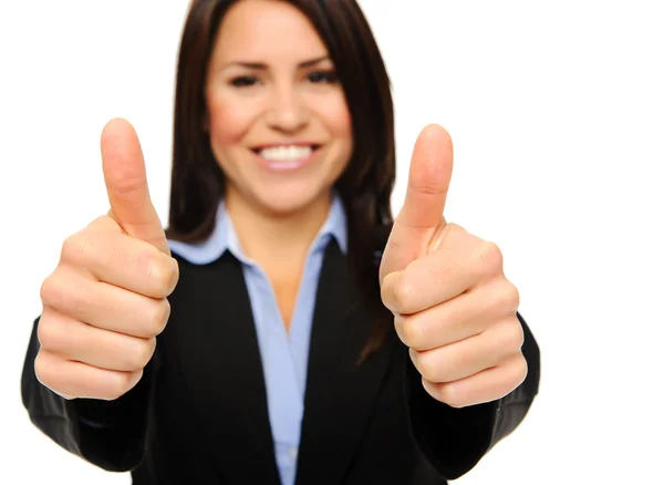 Business woman with thumbs up — Stock Photo, Image